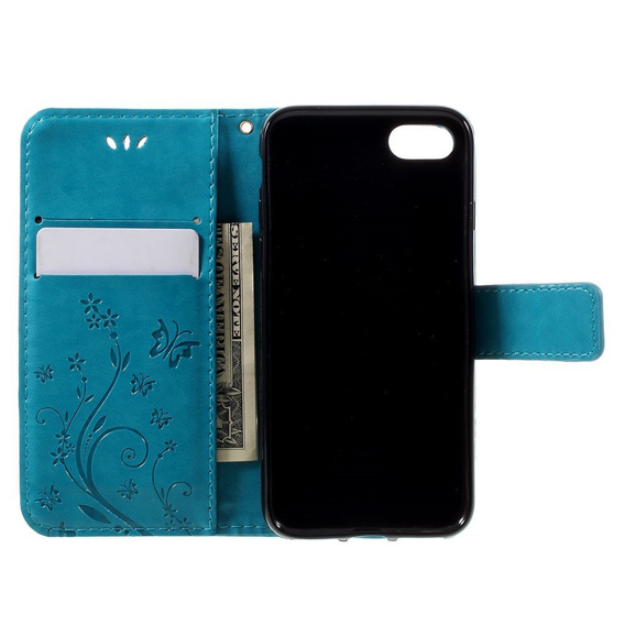 Откидной чехол для iPhone 7/8/SE 2020/SE 2022, Butterfly Flower, синий