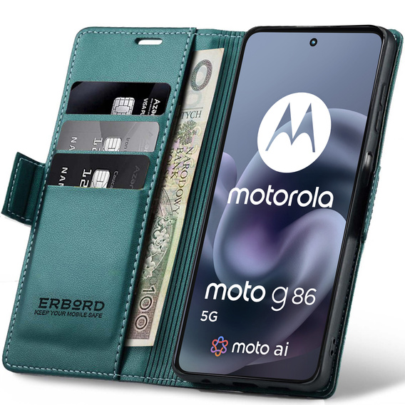 ERBORD Глянцевий гаманець Litchi з клапаном для Motorola Moto G86 5G / G86 Power 5G