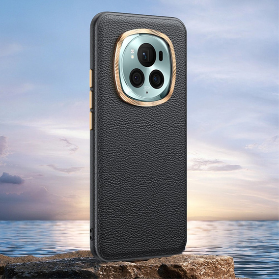 Кожаный чехол для Honor Magic 6 Pro 5G, leather hybrid, чёрный