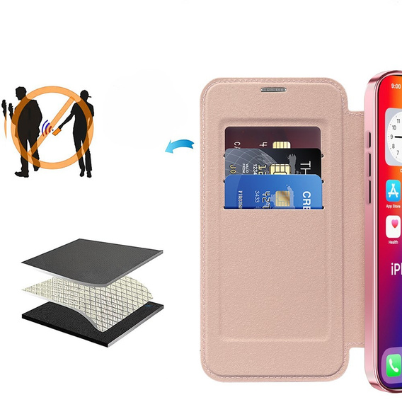 Откидной чехол для iPhone 16 Pro Max, RFID Wallet MagSafe CamShield, розовый