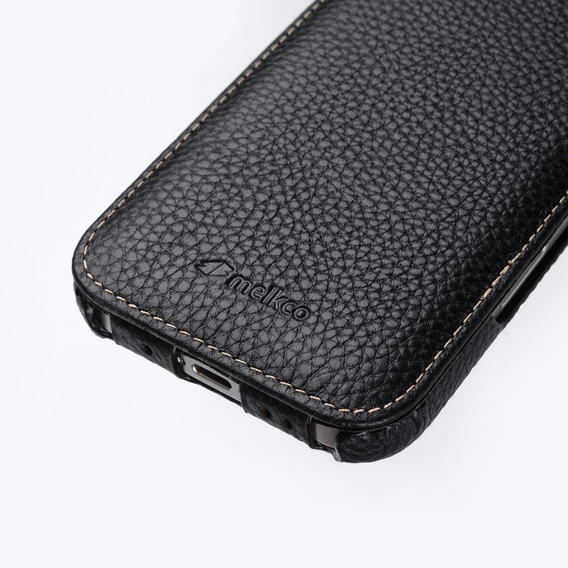 Чехол MELKCO с флипом для iPhone 16, кожа, флип, чёрный