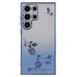 Чехол для Samsung Galaxy S24 Ultra, Glitter Flower, синий