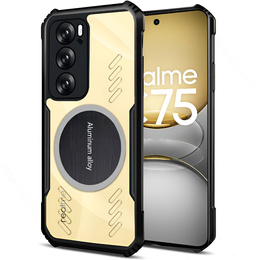 Чехол для Realme 14X / Realme C75, с магнитной пластиной, прозрачный / черный