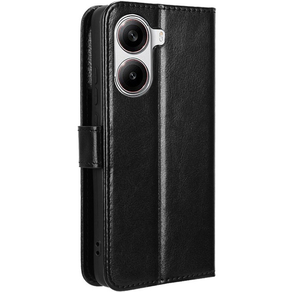 Откидной чехол для Xiaomi Poco X7 Pro 5G, Crazy Horse Wallet, чёрный