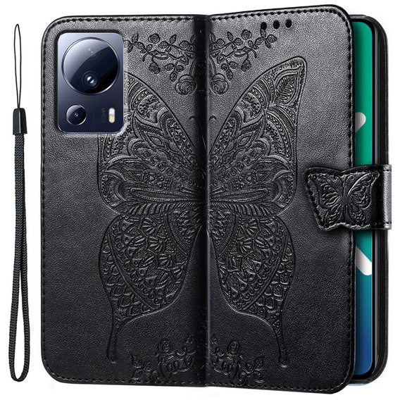 Чохол-книжка для Xiaomi 13 Lite, Butterfly, чорний