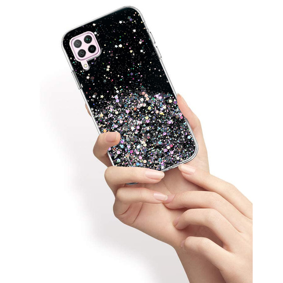 Чехол до Huawei P40 Lite, Glittery, чёрный