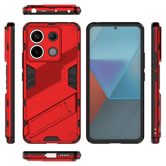 Чехол для Xiaomi Redmi Note 13 Pro 5G, Military kickstand, красный