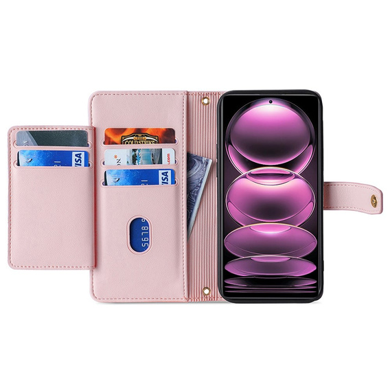Откидной чехол для Xiaomi 13T / 13T Pro / Redmi K60 Ultra Wallet Zipper Pocket, Wallet Zipper Pocket, розовый