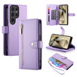 Откидной чехол для Samsung Galaxy S25 Ultra, Wallet Zipper Pocket, фиолетовый