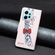 Откидной чехол для Xiaomi Redmi Note 12 4G, Wallet, giraffe, розовый