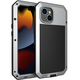 Чохол для iPhone 15, броньований, з інтегрованим склом, сріблястий