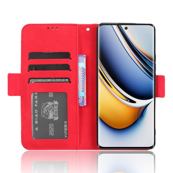 Футляр з клапаном для Realme 11 Pro 5G / Pro+ 5G, Card Slot, червоний