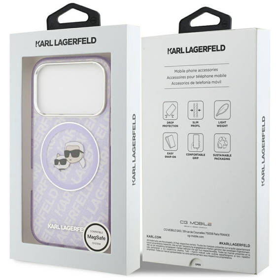Чехол Karl Lagerfeld IML Glitter Karl & Choupette Heads Logo MagSafe для iPhone 17 Pro