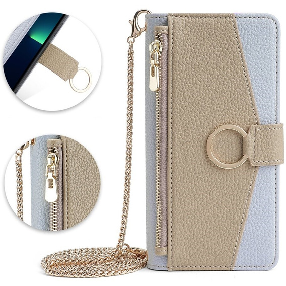 Чохол-книжка для iPhone 15 Pro Max, Wallet Zipper Pocket, з дзеркалом, м'яти