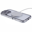 Магнитный чехол с двойным стеклом MagSafe для iPhone 16 Pro Max, серебряный