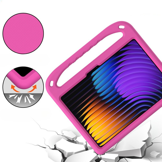 Дитячий чохол для Xiaomi Pad 7 / 7 Pro, з ручкою, рожевий