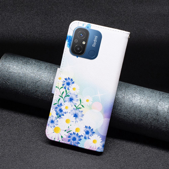 Чохол-книжка для Xiaomi Redmi 12C, butterfly and flowers, білий