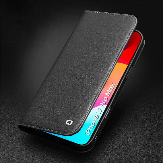 QIALINO кожаный бумажник флип-кейс для iPhone 17 Pro Max - черный