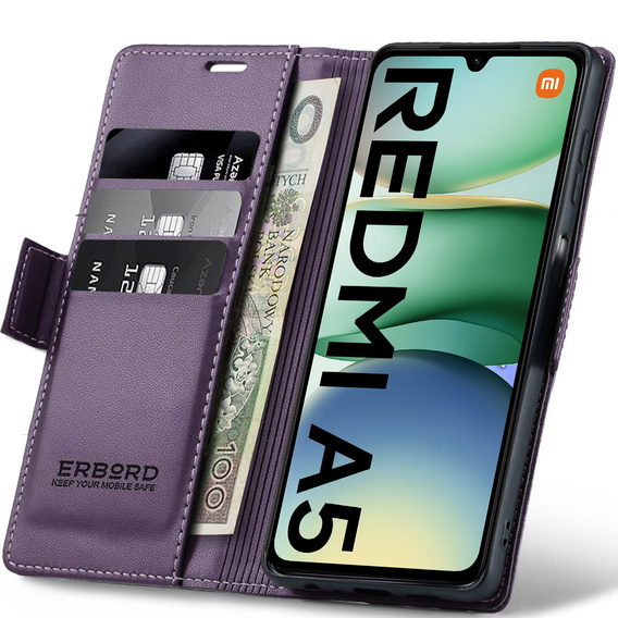 ERBORD Глянцевый кошелек из личи с клапаном для Xiaomi Redmi A5