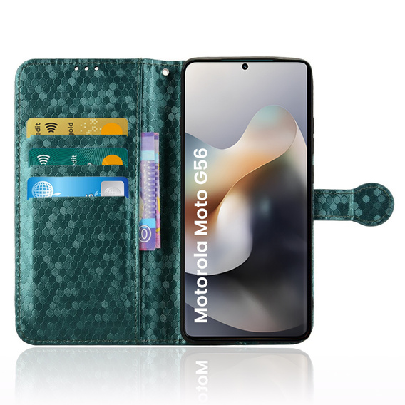 Чохол-фліп для Motorola Moto G56 5G, Wallet Rhombus, зелений