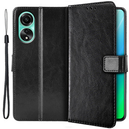 Футляр з клапаном для Oppo A98 5G, Crazy Horse Wallet, чорний