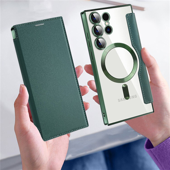 Чохол-книжка для Samsung Galaxy S24 Ultra, RFID Wallet MagSafe CamShield, зелений