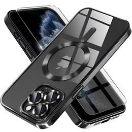 Чохол для iPhone 11 Pro Max, Electro MagSafe, чорний + Скло на екран