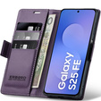 Чехол для Samsung Galaxy S25 FE, ERBORD Glossy Litchi, кошелек с клапаном, фиолетовый