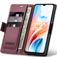 Чехол для Oppo A18 4G / A38 4G, ERBORD Glossy Litchi, кошелек с клапаном, красный
