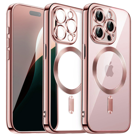 Чехол для iPhone 16 Pro, Electro MagSafe, розовый + стекло для экрана