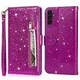 Откидной чехол для Samsung Galaxy A36 5G, Wallet Zipper Pocket Glittery, фиолетовый