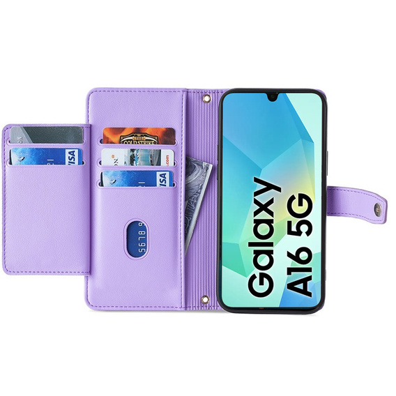 Чохол-книжка для Samsung Galaxy A16, Wallet Zipper Pocket, фіолетовий
