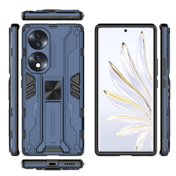 Чехол до Honor 70 5G, Military kickstand, синий