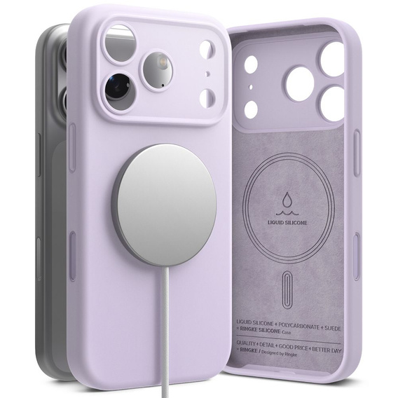 Чехол Ringke для iPhone 17 Pro Max, силиконовый магнитный MagSafe, светло-фиолетовый