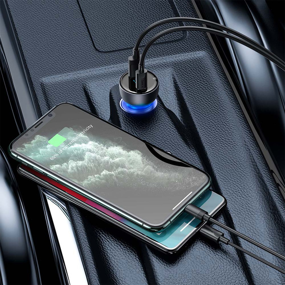 Baseus Автомобильное зарядное устройство 2-Port USB i USB Type-C PD40W/QC3.0 - Grey