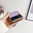 Чохол для Samsung Galaxy Z Flip4 5G, Grid Leather, фіолетовий