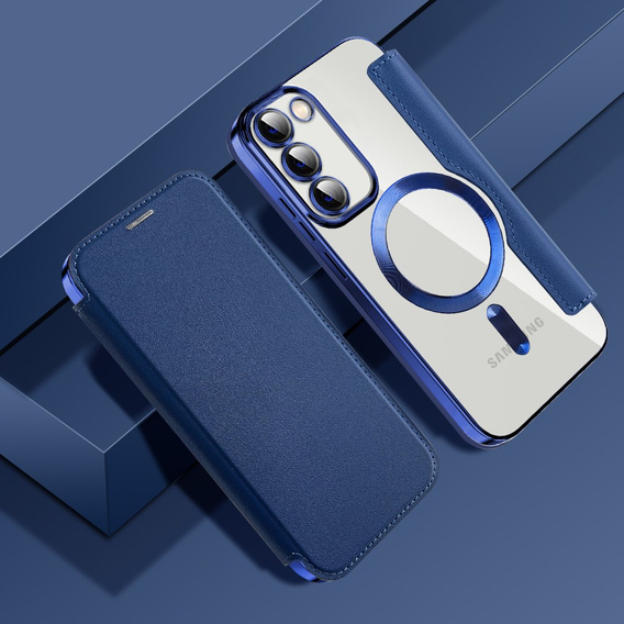 Откидной чехол для Samsung Galaxy S23, Wallet, MagSafe, темно-синий