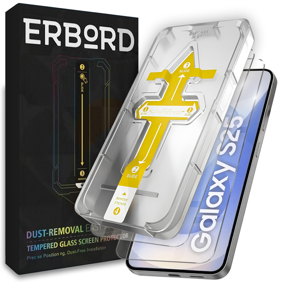 2x Закаленное стекло для Samsung Galaxy S24 / S25, ERBORD Easy App 9H Screen Protector