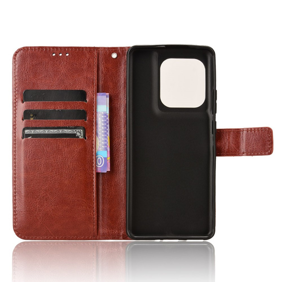 Футляр з клапаном для Motorola Edge 50 Ultra, Crazy Horse Wallet, коричневий