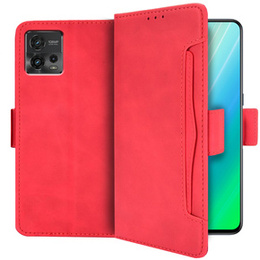 Футляр з клапаном для Motorola Moto G72 4G, Card Slot, червоний