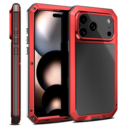 Чехол для iPhone 15 Pro, бронированный, со встроенным стеклом, красный