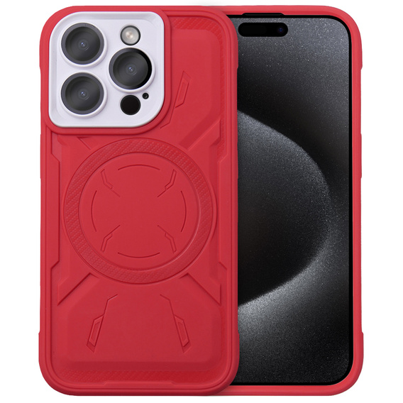 Чохол для iPhone 15 Pro, ERBORD Armor Mag, червоний