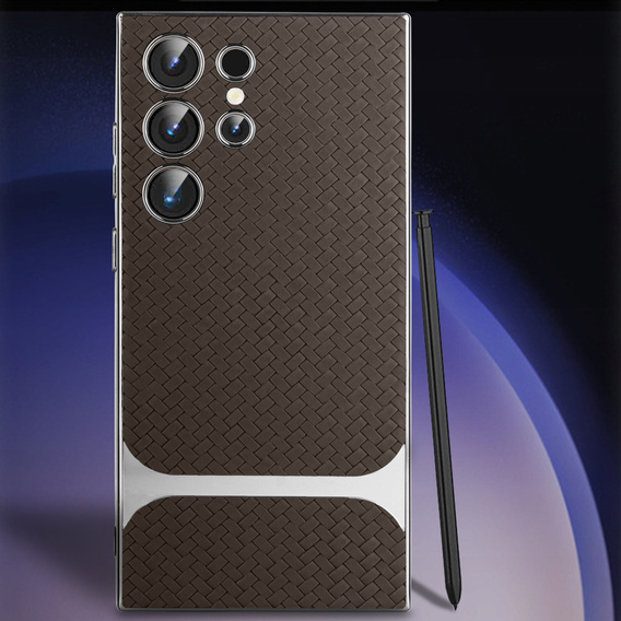 Чoхол до Samsung Galaxy S23 Ultra, GKK Woven Leather, кава