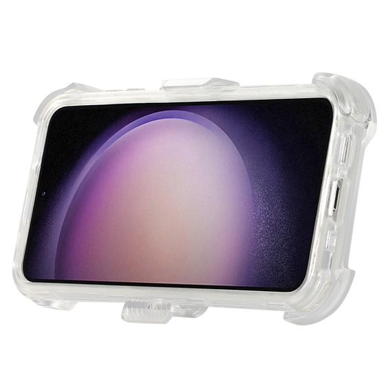 Бронечохол для Samsung Galaxy S24, Belt Clip, з кліпсою, прозорий
