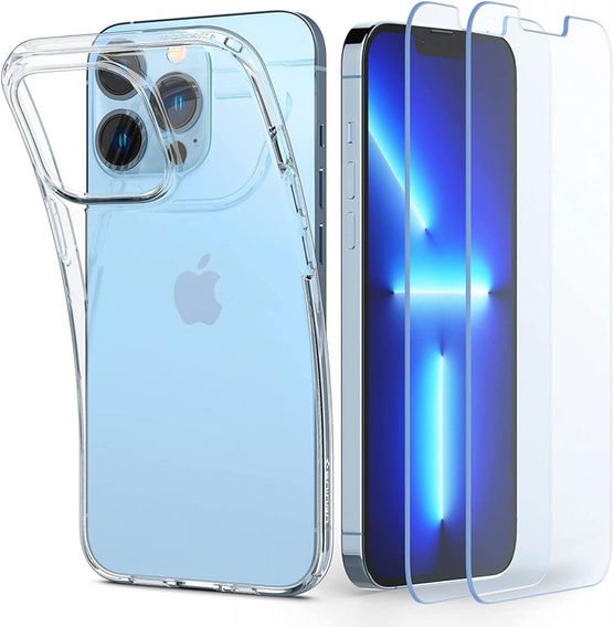 Чохол + скло Spigen для iPhone 13 Pro, Crystal Pack, Crystal Clear