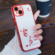 Чехол для iPhone 15, Glitter Flower, красный