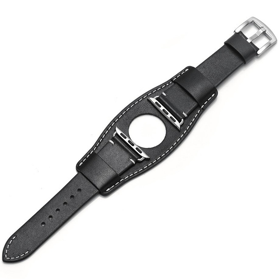 Кожаный ремешок для Apple Watch 1/2/3/4/5/6/7/8/SE/Ultra 42/44/45/49 мм, черный