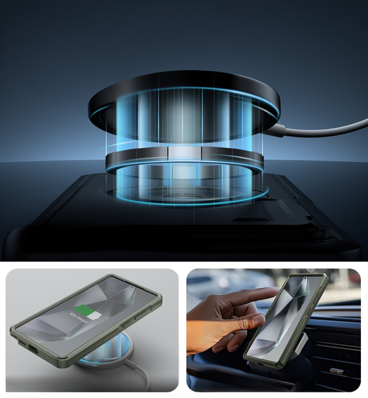 Броньований чохол для Samsung Galaxy S25 Ultra, Dexnor CamProtect MagSafe, зелений (Дві рамки)