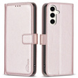 Откидной чехол для Samsung Galaxy S23 FE, BINFEN Wallet, розовый + 9H стекло  