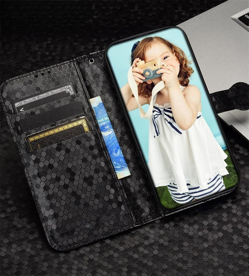 Флип-кейс для Infinix Hot 40i, Wallet Rhombus, чёрный